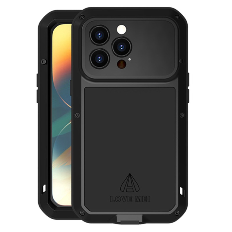 Coque iPhone 14 Pro Silicone et Métal avec Protecteur d'Écran en Verre Trempé LOVE MEI