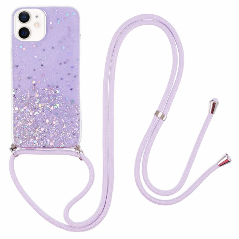 Coque à Cordon iPhone 12 / 12 Pro Paillettes Discrètes