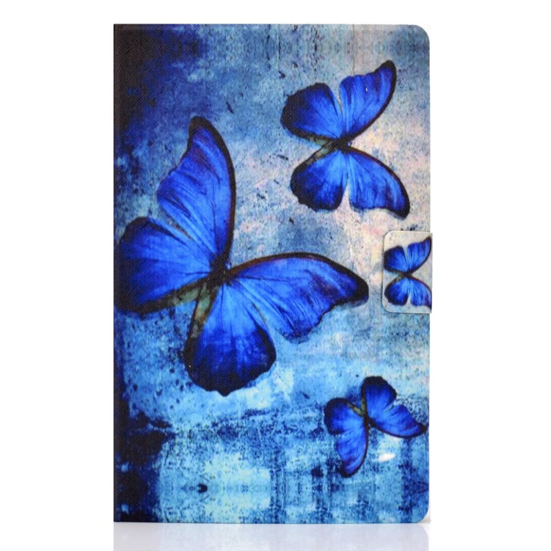 Housse Samsung Galaxy Tab A11 / A9 Papillons Bleus Aquarelle
