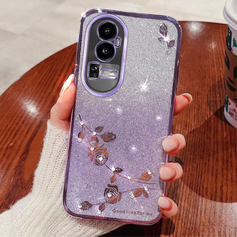 Coque Oppo Reno 10 Pro Plus Strass et Motif Floral KADEM