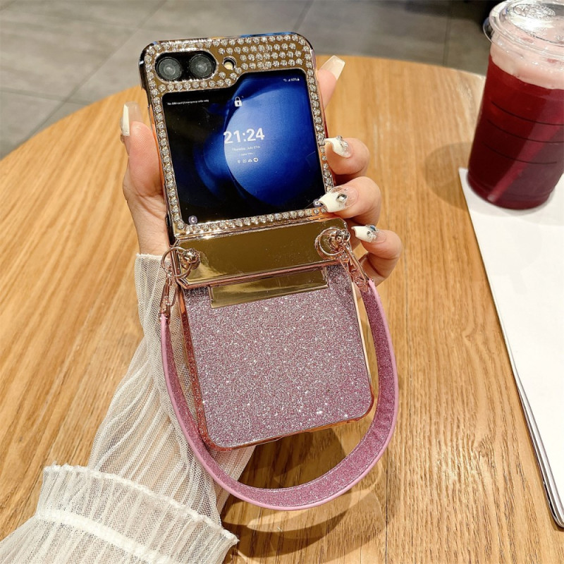 Coque Samsung Galaxy Z Flip 7 FE / Z Flip 6 Fantaisie Strass et Lanière