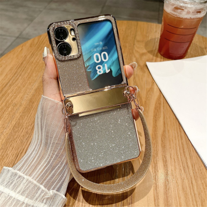 Coque Oppo Find N2 Flip Paillettes avec Sangle