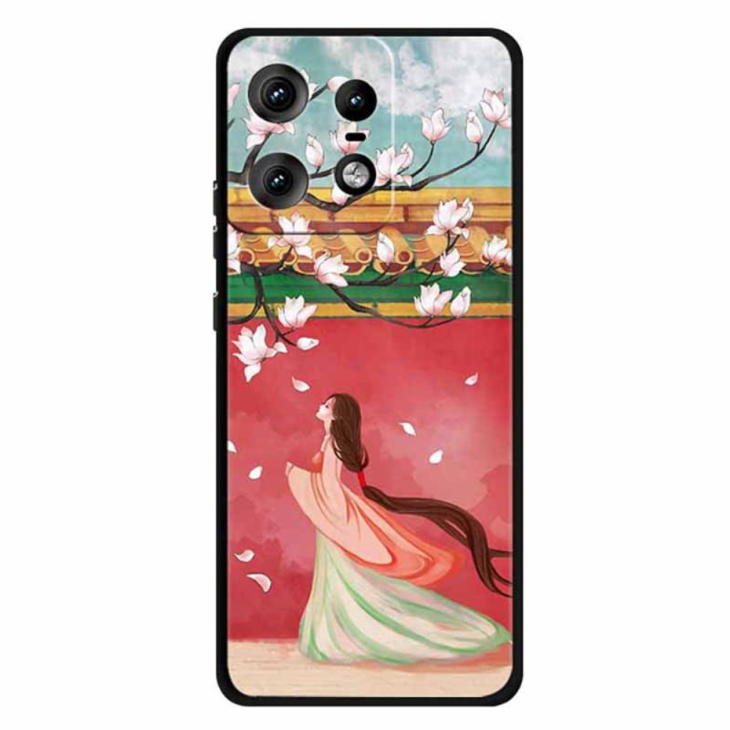 Coque Motorola Edge 50 Pro Femme aux Fleurs de Pêche