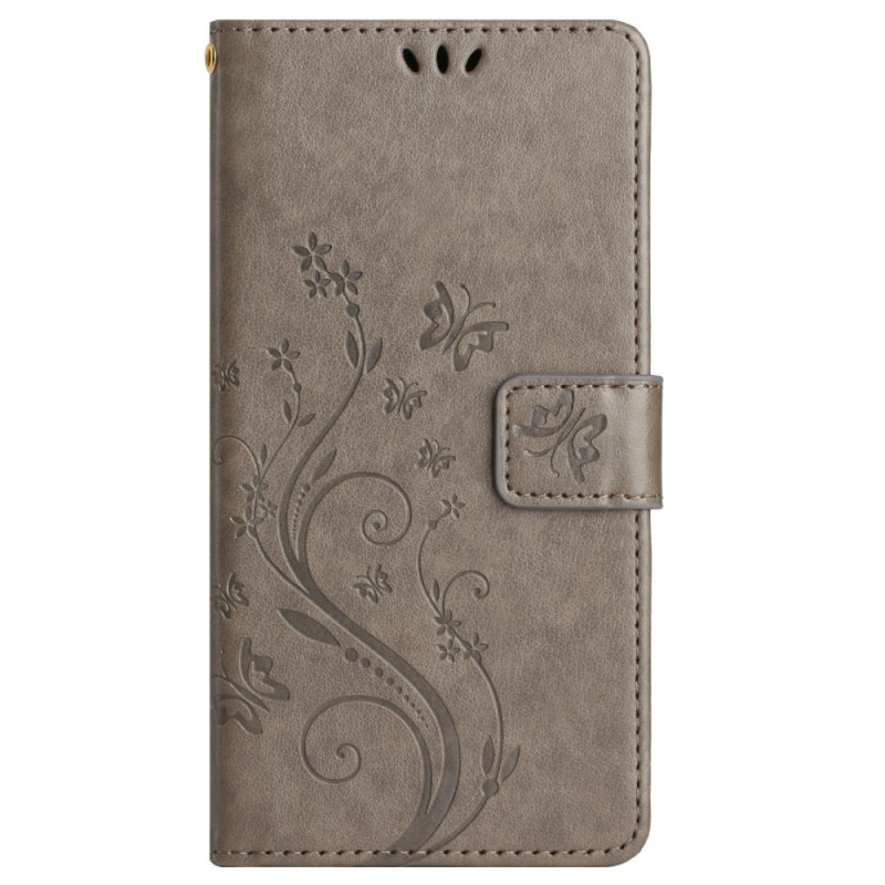 Housse Motorola Edge 50 Pro Papillons et Fleurs à Lanière