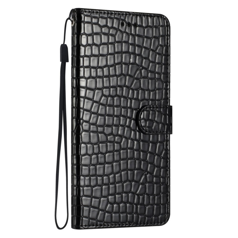Housse iPhone 16 Texture Crocodile à Lanière