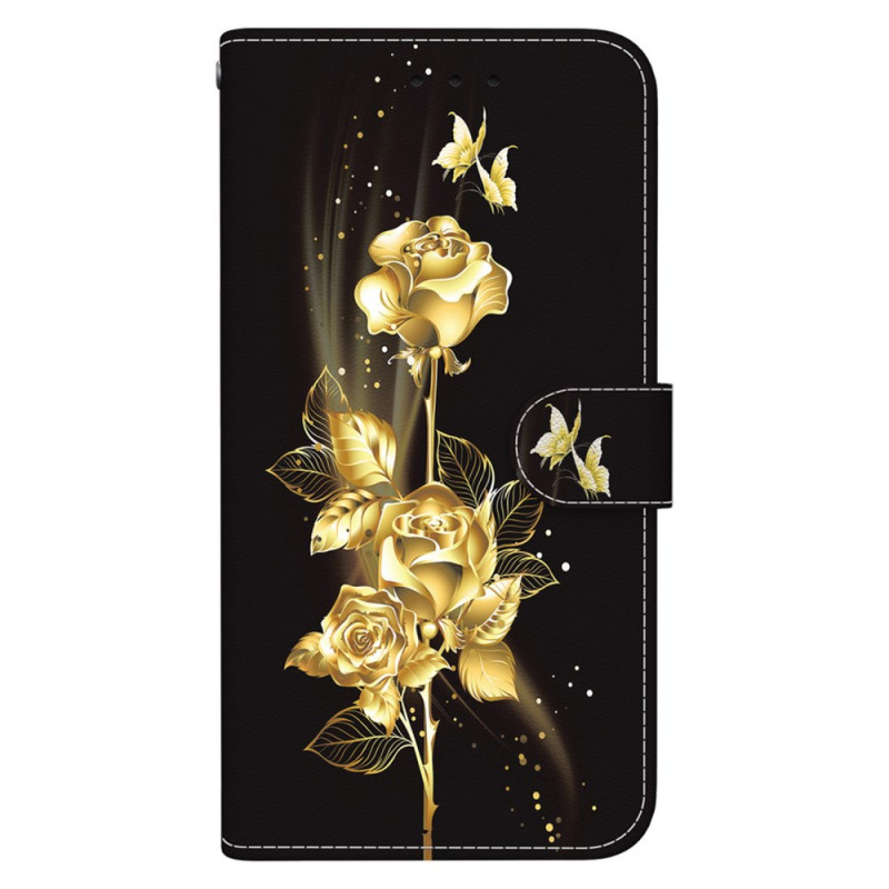 Housse Motorola Edge 60 Neo / 50 Neo Papillons Dorés et Roses