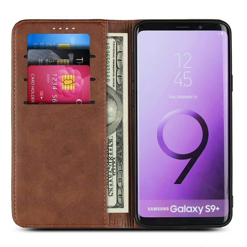 Flip Cover Samsung Galaxy S9 Plus Simili Cuir Coutures Flip Cover Samsung Galaxy S9 Plus Simili Cuir Coutures