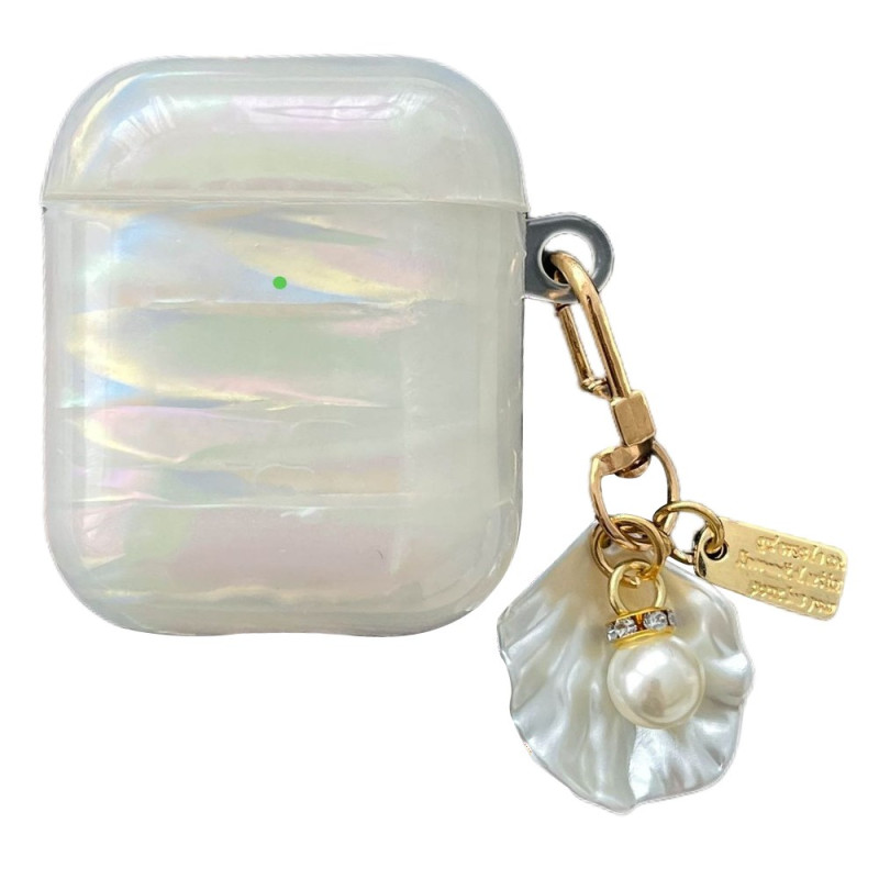 Coque AirPods 2 / 1 Texture Coquillage avc Pendentif