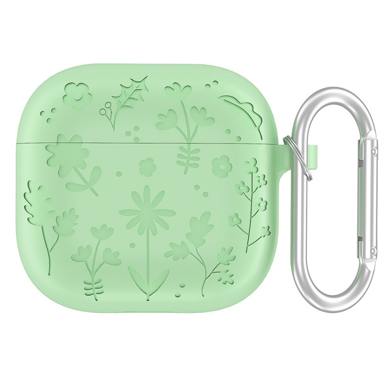 Coque AirPods 4 Motif Floral et Mousqueton