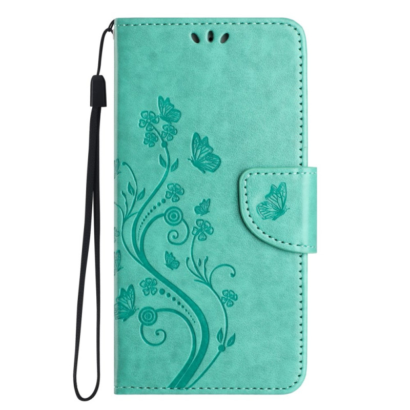 Housse Xiaomi Redmi 14C / Poco C75 Fleurs et Papillons avec Lanière