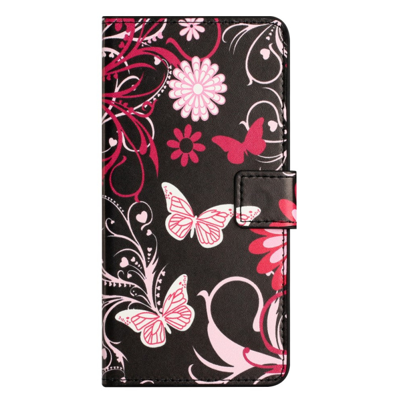 Housse Xiaomi Redmi Note 14 Pro Plus 5G / 14 Pro 5G / Poco X7 Papillons sur Fond Noir