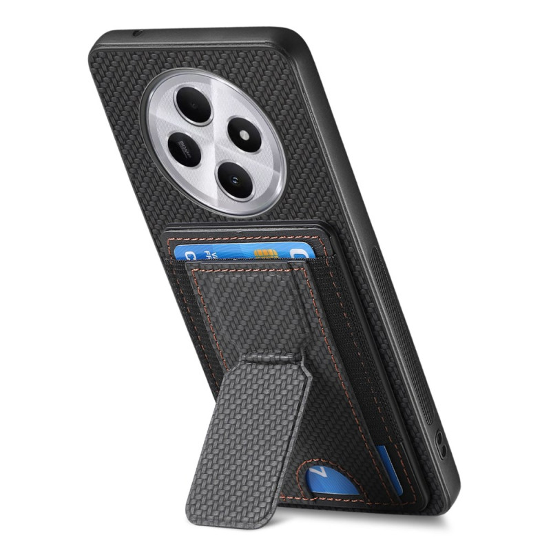 Coque Xiaomi Redmi 14C / Poco C75 Texture Carbone Support et Porte-cartes