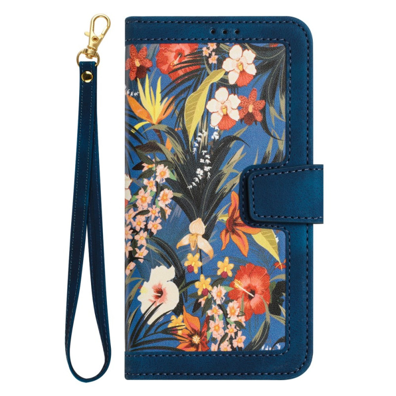 Housse Xiaomi Redmi 14C / Poco C75 Motif Floral avec Lanière
