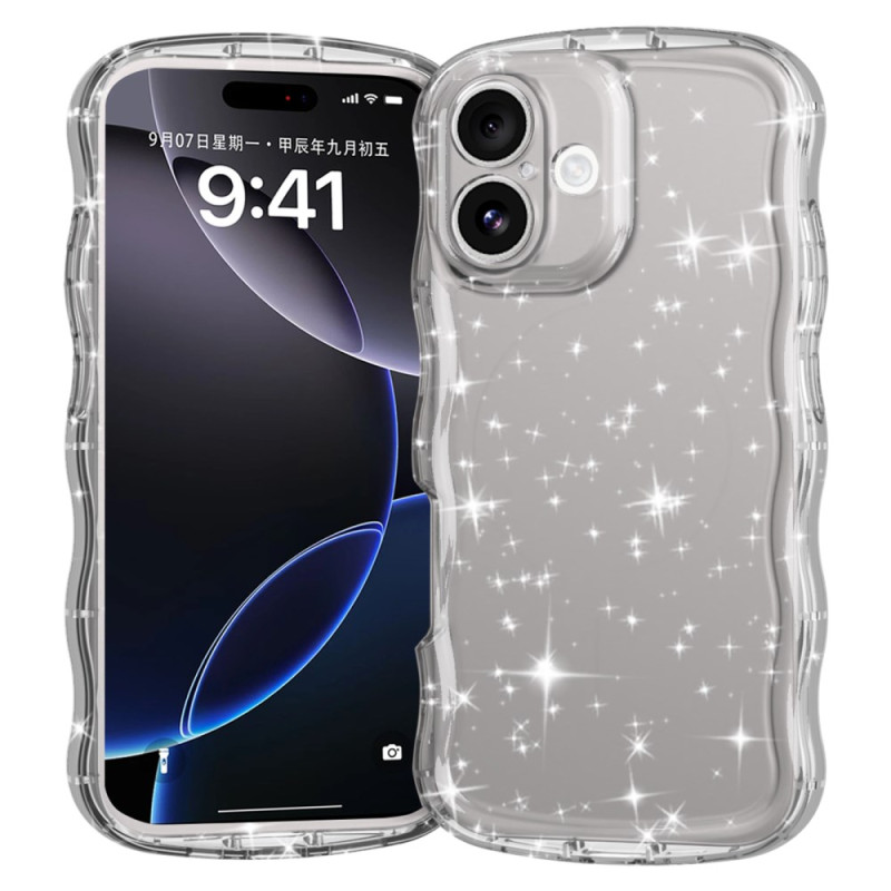 Coque iPhone 16 Bords Ondulés et Pailletée