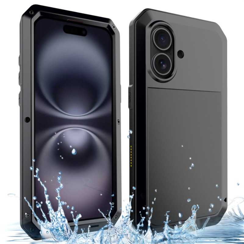 Coque iPhone 16 Silicone et Metal avec Protecteur Écran en Verre Trempé