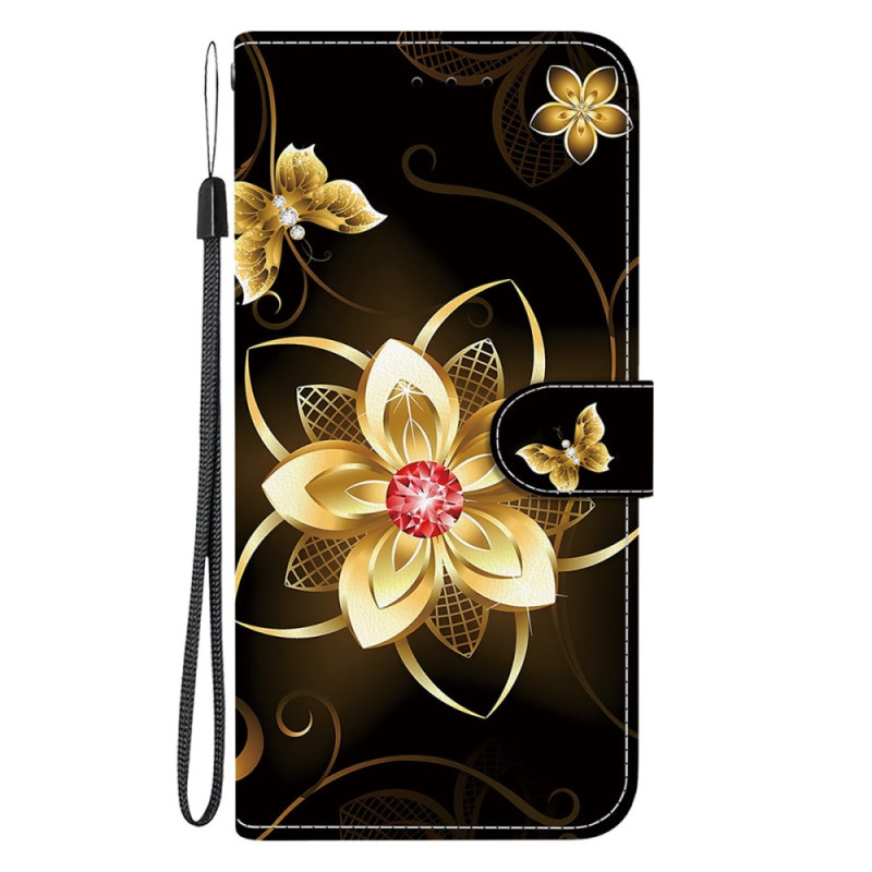 Housse Moto G35 5G Fleur Dorée