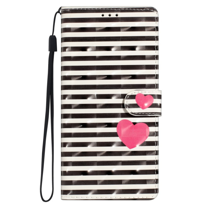 Housse Moto G35 5G Coeurs et Rayures 3D