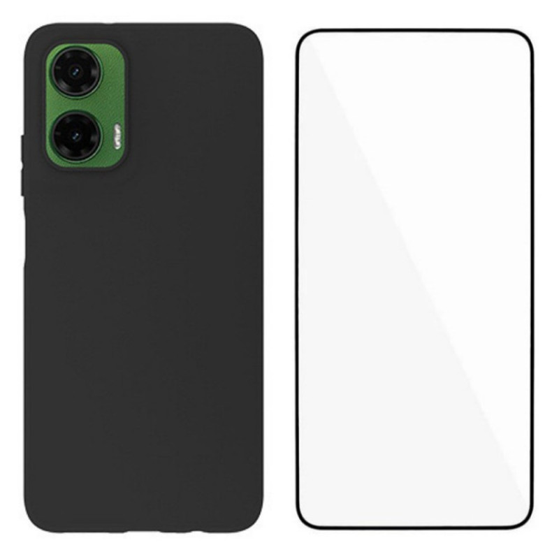 Coque Moto G35 5G Silicone avec Protection Écran en Verre Trempé