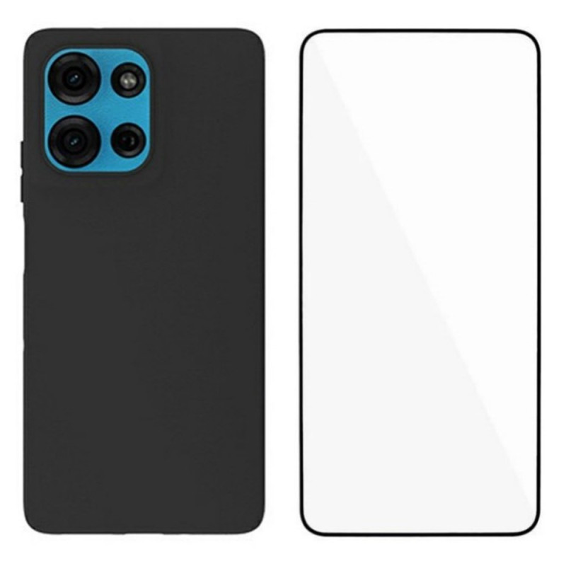 Coque Moto G75 5G Silicone avec Protecteur Écran en Verre Trempé