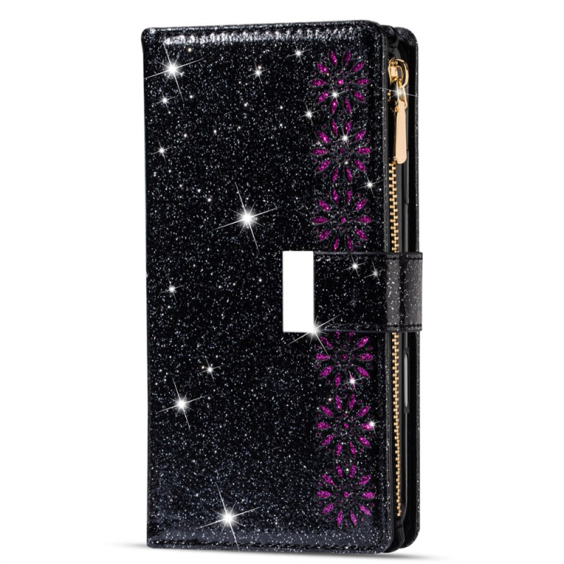 Housse IPhone 17E / 16E Portefeuille Paillettes à Lanière