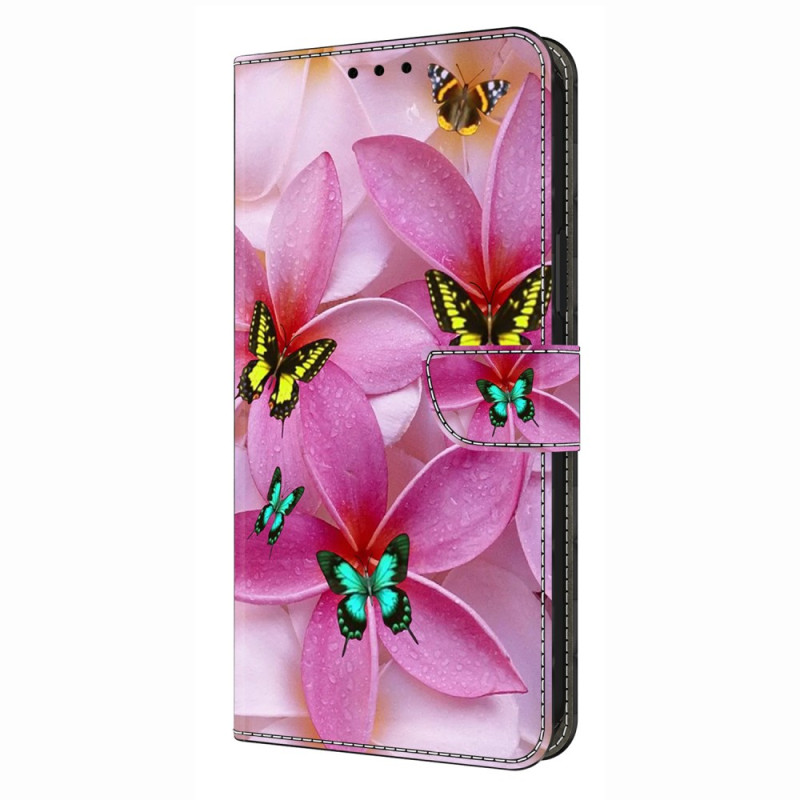 Housse Xiaomi Redmi Note 14 4G Papillons et Fleurs Roses