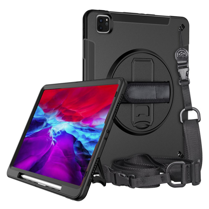 Coque iPad Air 13 (2026) (2025) / (2024) / Pro 12.9 (2022) / (2021) / (2020) Robuste avec Support Rotatif et Bandoulière