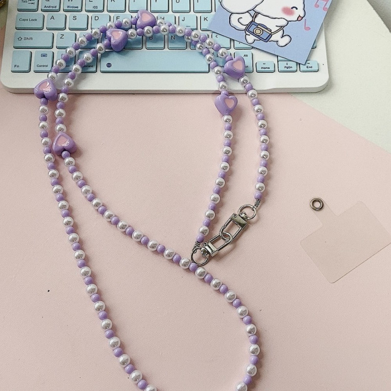 Chaîne Style Bandoulière Série Perles et Coeur
