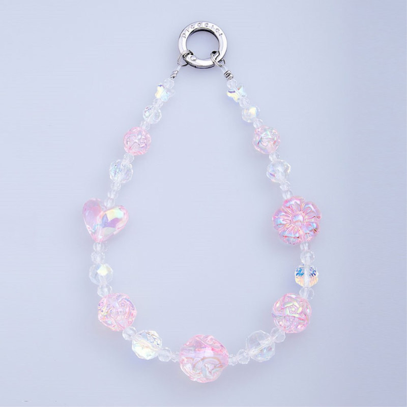 Bracelet pour Smartphone en Perles Cristal Cœurs et Fleurs