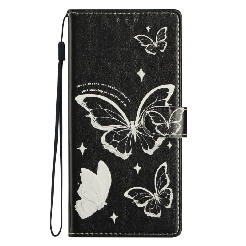 Housse Samsung Galaxy S25 Edge Papillons Noir et Blanc
