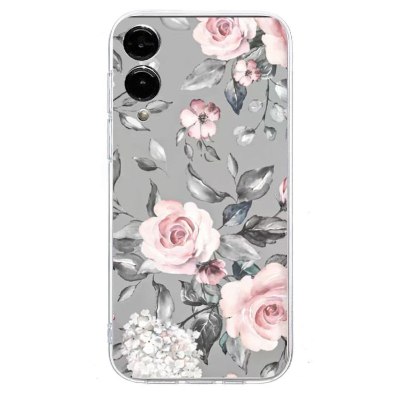 Coque Samsung Galaxy S25 Edge Motif Floral sur Fond Gris