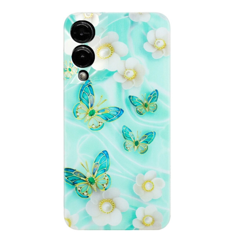 Coque Samsung Galaxy S25 Edge Papillons sur Fond Vert