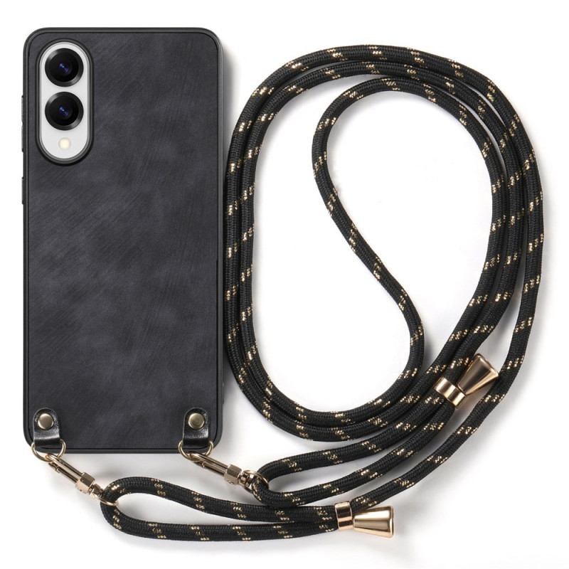 Coque à Cordon Samsung Galaxy S25 Edge Effet Cuir Vintage