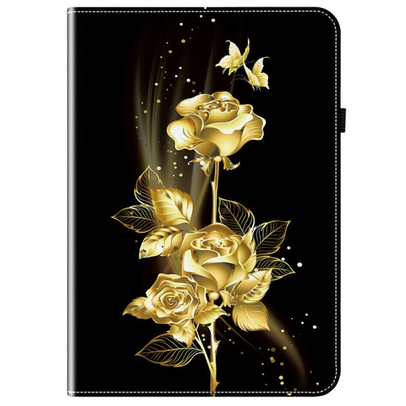 Housse Xiaomi Pad 8 / 8 Pro / 7 / 7 Pro Roses Dorées et Papillons