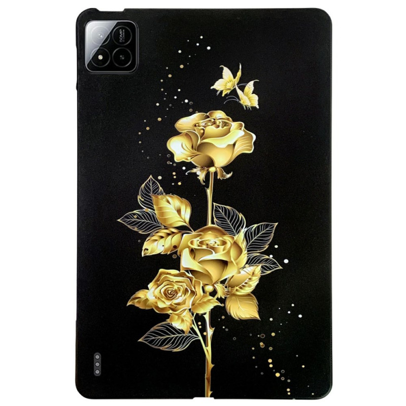 Coque Xiaomi Pad 8 / 8 Pro / 7 / 7 Pro Roses Dorées et Papillons