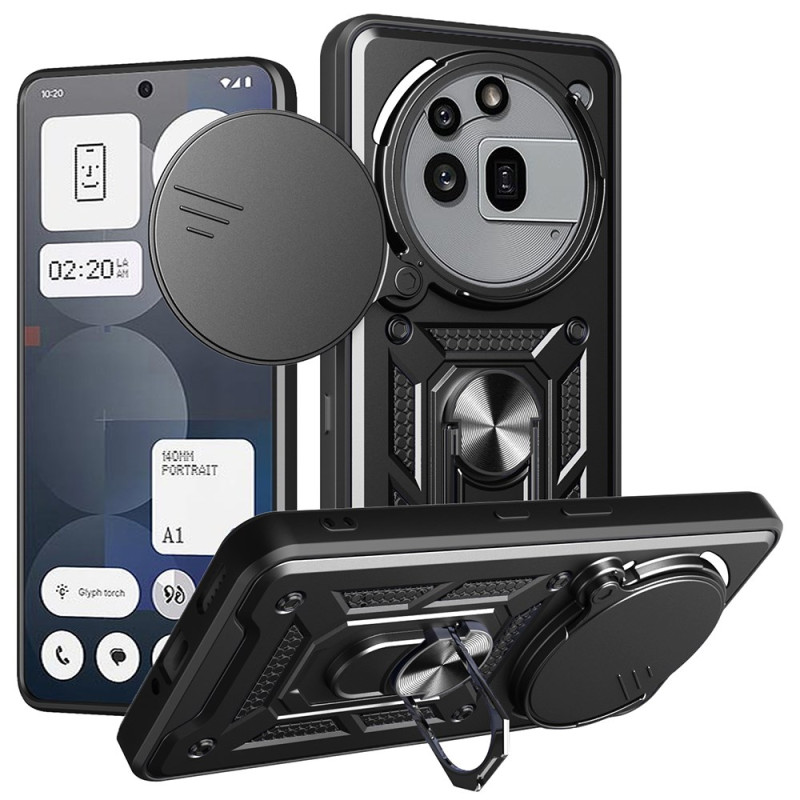 Coque Nothing Phone (3a) Pro Couvercle Coulissant pour Caméra et Anneau-Support