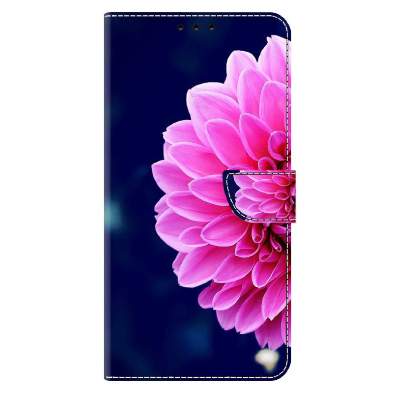 Housse Moto G45 5G / G34 5G Fleur Rose sur Fond Bleu
