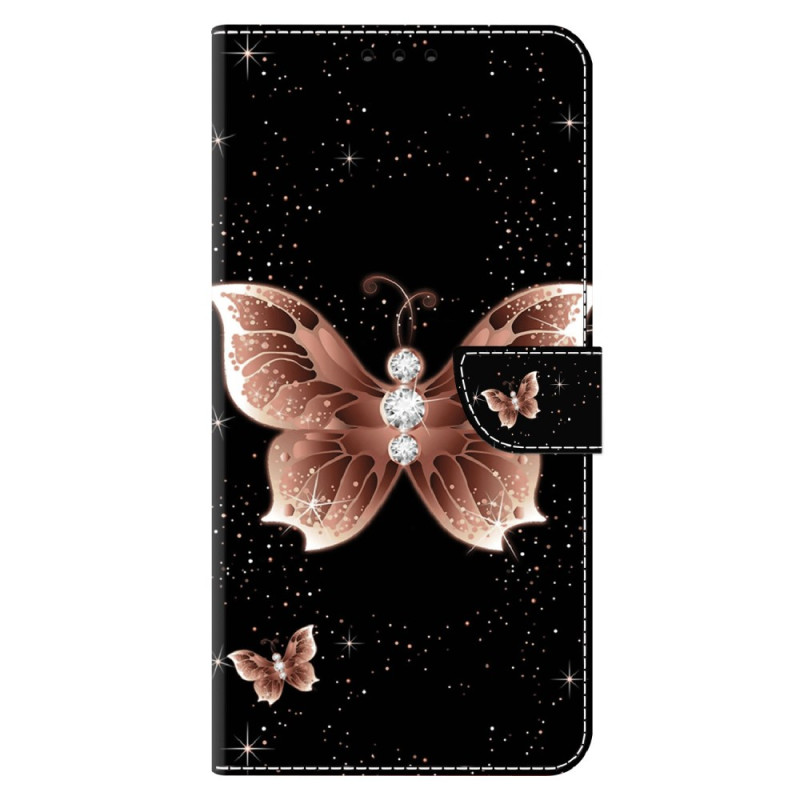 Housse Moto G45 5G / G34 5G Papillon Rose Diamant