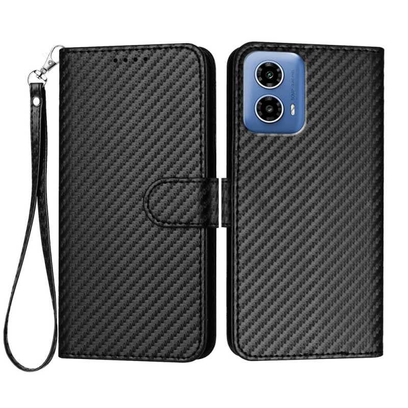 Housse Moto G45 5G / G34 5G Fibre Carbone à Lanière