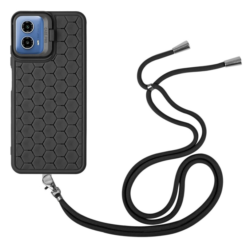 Coque à Cordon Moto G45 5G / G34 5G Design Nid d'Abeille avec Support