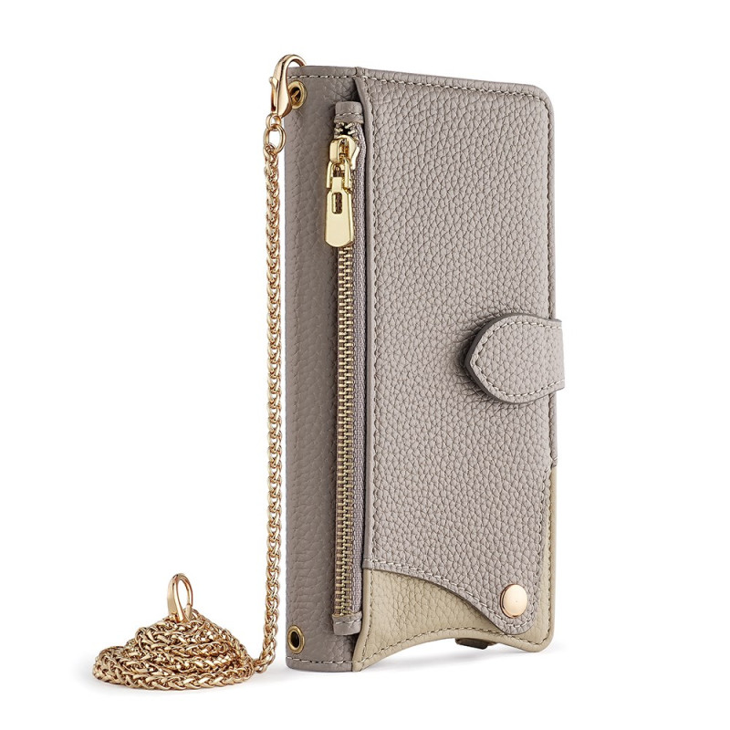 Housse Realme 14X 5G / C75 Portefeuille Bicolore avec Chaîne