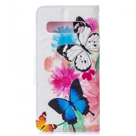 Housse Samsung Galaxy S10 Papillons et Fleurs Peints Housse Samsung Galaxy S10 Papillons et Fleurs Peints