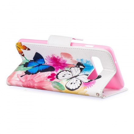 Housse Samsung Galaxy S10 Papillons et Fleurs Peints Housse Samsung Galaxy S10 Papillons et Fleurs Peints