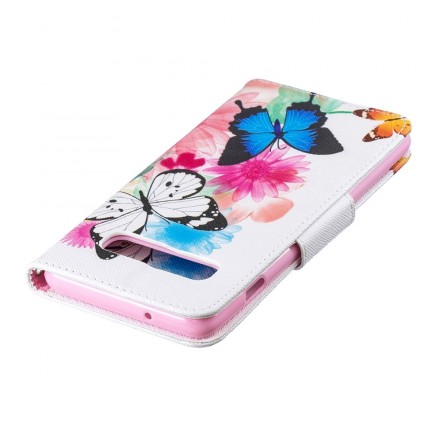 Housse Samsung Galaxy S10 Papillons et Fleurs Peints Housse Samsung Galaxy S10 Papillons et Fleurs Peints