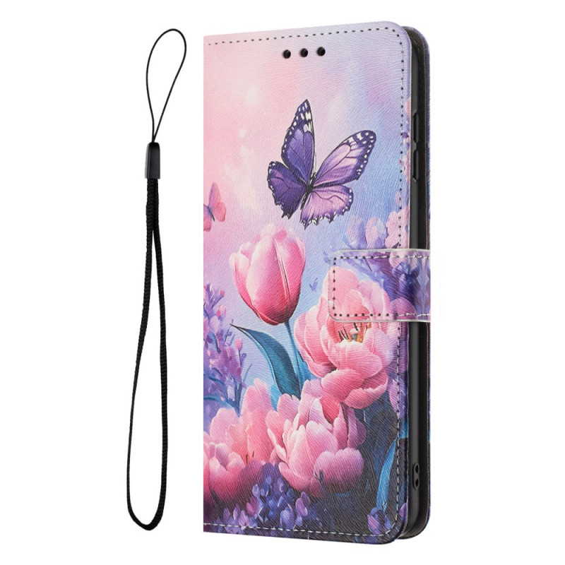 Housse Poco F7 Pro 5G / F7 Ultra 5G Fleurs Roses et Papillon