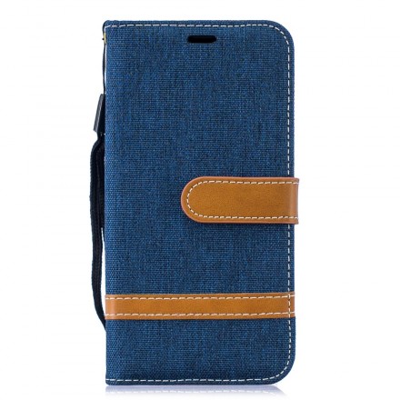 Housse Samsung Galaxy S10 Lite Tissu et Effet Cuir à Lanière