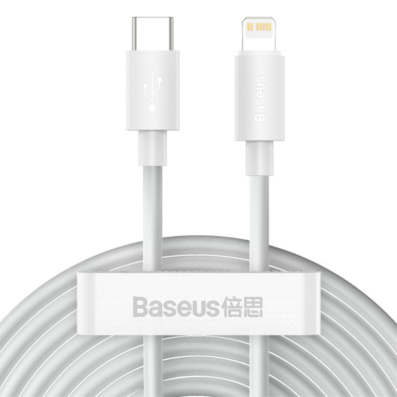 Kit de câbles de Données Type-C vers iP [2 pièces] Simple Wisdom BASEUS (blanc) - 1,5m