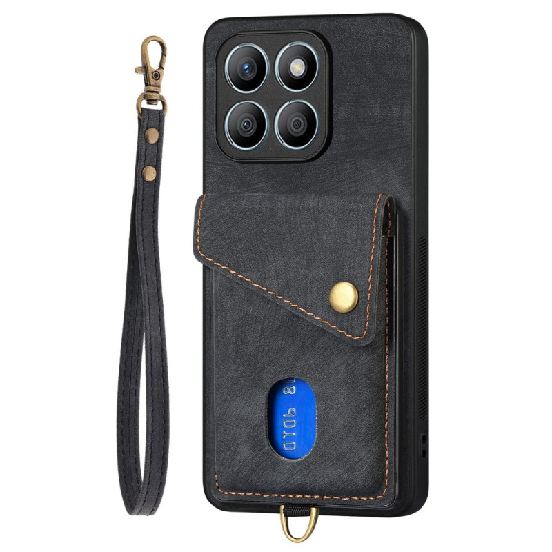 Coque Honor X8b 4G Rétro avec Porte-Cartes et Lanière