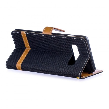 Housse Samsung Galaxy S10 Plus Tissu et Effet Cuir à Lanière