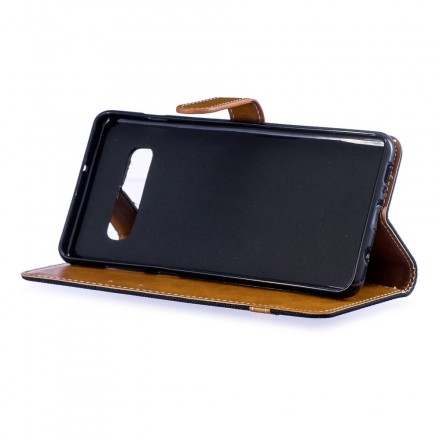 Housse Samsung Galaxy S10 Plus Tissu et Effet Cuir à Lanière