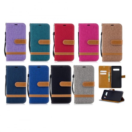 Housse Samsung Galaxy S10 Plus Tissu et Effet Cuir à Lanière